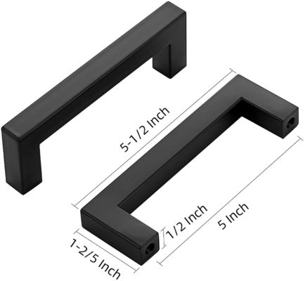 4mm-5mm 厚さマット黒方形のキャビネット ハンドル 5インチのカスタマイズされたサイズ
